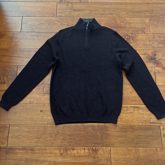 NWT Tasso Elba Quarter-Zip Mock Neck Cotton Brown Sweater Size S - Picture 2 of 13